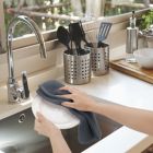 Alternate image 1 for PiccoCasa Classic Kitchen Towels 4 Pack, 100% Cotton Waffle Dish Cloth Dish Towel Kitchen Towel For Home Brick 13" x 27", Dark Gray