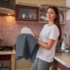 Alternate image 2 for PiccoCasa Classic Kitchen Towels 4 Pack, 100% Cotton Waffle Dish Cloth Dish Towel Kitchen Towel For Home Brick 13" x 27", Dark Gray