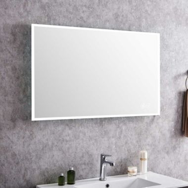 Vyaya Huron 40 in. W x 24 in. H Rectangular Frameless Anti-Fog Wall Bathroom LED Vanity Mirror in Silver. View a larger version of this product image.