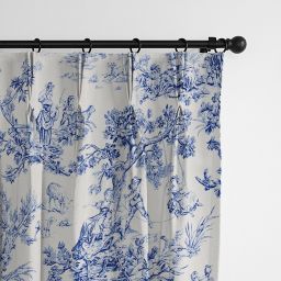 6ix Tailors Fine Linens Blueprint Toile Ink Pinch Pleat Drapery Panel Pair