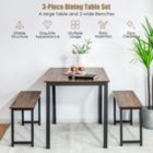 Alternate image 2 for Slickblue 3 Pieces Dining Table Set with 2 Benches for Dining Room Kitchen Bar-Brown