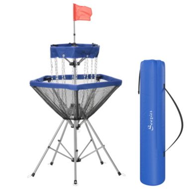 Soozier Portable Disc Golf Basket Target with 12-Chain, Easy Carry Bag, Dark Blue. View a larger version of this product image.