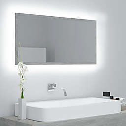 vidaXL LED Bathroom Mirror Concrete Gray 35.4
