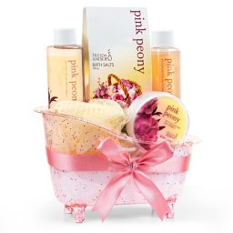 Freida and Joe Pink Peony Fragrance Bath & Body Spa Gift Set in a Pink Tub Basket