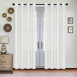 PrimeBeau Semi Sheer Linen Curtains Light Filtering Natural Linen Blended Grommet Draperies, 52 by 96 inch, 2 Panel set, White