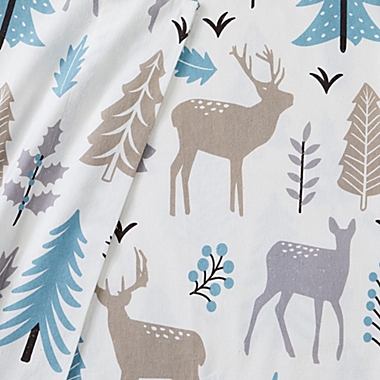 Market & Place Cotton Flannel Holiday Printed Queen Sheet Set in Holiday Deer. View a larger version of this product image.