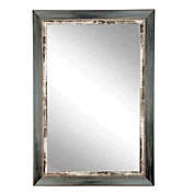 BrandtWorks Home Indoor Decorative Weathered Harbor Wall Mirror with Dark Gray Grain Finish 3" Wooden Frame - 32" x 41"