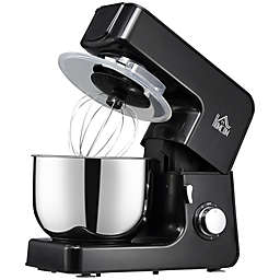 HOMCOM 6 Qt Stand Mixer with 6+1P Speed, 600W Tilt Head Kitchen Electric Mixer with Stainless Steel Beater, Dough Hook and Whisk for Baking Bread, Cakes and Cookies, Black