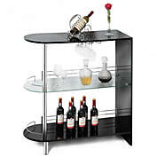 Costway 2-holder Bar Table withTempered Glass Shelf