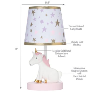 Bedtime Originals Rainbow Unicorn Pink/White Nursery Lamp with Shade & Bulb. View a larger version of this product image.