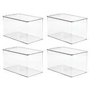 mDesign Plastic Stackable Closet Storage Bin Box with Lid, 4 Pack