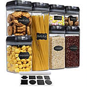 Cheer Collection Set of 7 Airtight Food Storage Containers plus Dry Erase Marker and Labe - Multiple Colors Available