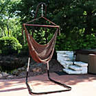 Alternate image 3 for Sunnydaze Caribbean Style Extra Large Hanging Rope Hammock Chair Swing with Stand - 300 lb Weight Capacity - Mocha