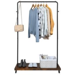 Costway Rolling Garment Rack Clothes Rack with Wood Shelf