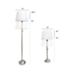 Alternate image 1 for Lalia Home Perennial Modern Manhattan Extendable 3 Piece Metal Lamp Set (2 Table Lamps, 1 Floor Lamp) with White Tapered Drum Fabric Shades and Brushed Nickel Finish