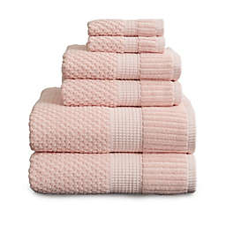 NY Loft Light Pink 6 Piece Towel Set, 100% Cotton Super Soft and Absorbent 2 Bath Towels 2 Hand Towels and 2 Washcloths, Textured and Durable 600 GSM Cotton, Trinity Collection