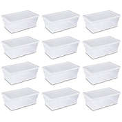 Infinity Merch 1.5 Gallon Stacking Plastic Storage Box with Lid, White and Clear, 12 Count