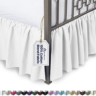 SHOPBEDDING Ruffled Bed Skirt with Split Corners - Queen, White, 21 Inch Drop Cotton Blend Bedskirt (Available in 14 Colors) - Blissford Dust Ruffle.. View a larger version of this product image.