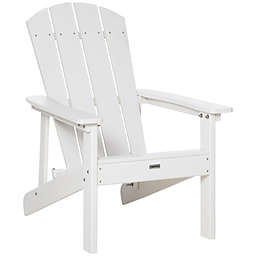 Outsunny Outdoor HDPE Adirondack Deck Chair,Plastic Lounger with High Back and Wide Seat, White