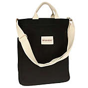 Wrapables Canvas Tote Bag for Women, Casual Cross Body Shoulder Handbag / Black