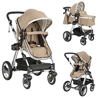 Slickblue Folding Aluminum Baby Stroller Baby Jogger with Diaper Bag-Beige. View a larger version of this product image.