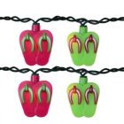 Alternate image 0 for Keystone Set of 10 Pink and Green Beach Party Sandal Patio Novelty Lights - 6.5 ft Green Wire