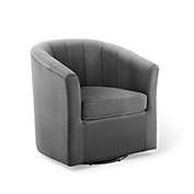 Modway Furniture Prospect Performance Velvet Swivel Armchair, Charcoal