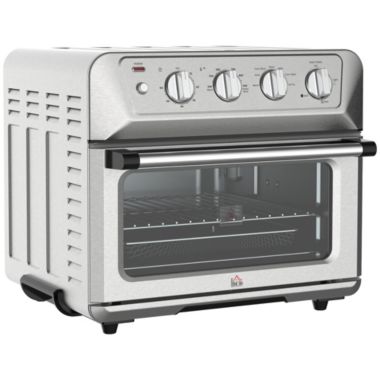 HOMCOM Air Fryer Toaster Oven, 21QT 7-In-1 Convection Oven Countertop, Warm, Broil, Toast, Bake and Air Fry, 4 Accessories Included, 1800W, Stainless Steel Finish. View a larger version of this product image.