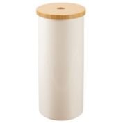 mDesign Free Standing Toilet Paper Holder, Bamboo Lid