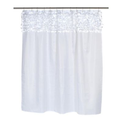 White Shower Curtain With Valance Bed, Fancy Double Swag Shower Curtains With Valance