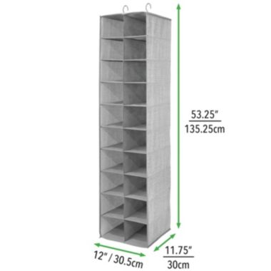 mDesign Large 20 Shelf Fabric Over Rod Closet Hanging Storage Unit. View a larger version of this product image.