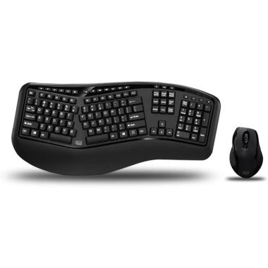 Adesso - Keyboard & Mouse Combo Wireless Ergonomic - Laser Mouse Adjustable DPI Settings PC/Mac - Black. View a larger version of this product image.