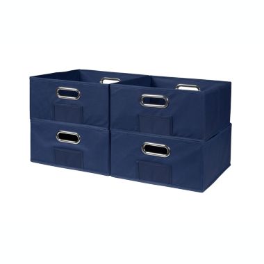 Niche Cubo Set of 4 Half-Size Foldable Fabric Storage Bin with Chrome Handles - Blue. View a larger version of this product image.