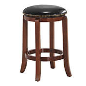 Hivago 360 Degree Swivel Wooden Backless Bar Stool with Foot Rest and Cushioned Seat-24 inches
