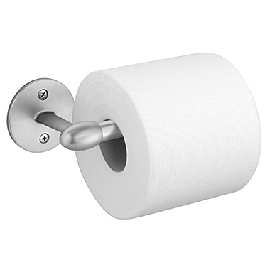 White mDesign Metal Wall Mount Toilet Tissue Paper Roll Holder & Basket 
