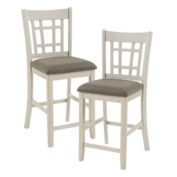Lexicon Set of 2 Counter Height Dining Chair, Wood Frame, Antique White Finish