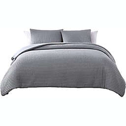 The Nest Company Palm Collection Embossed 3 Piece Hotel Quality Luxuriously Soft & Lightweight Quilted Bedding Set with 2 Pillow Shams - Queen - Charcoal