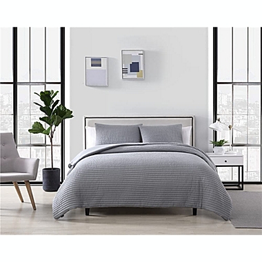 The Nest Company Palm Collection Embossed 3 Piece Hotel Quality Luxuriously Soft & Lightweight Quilted Bedding Set with 2 Pillow Shams - Queen - Charcoal. View a larger version of this product image.