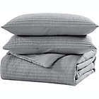 Alternate image 3 for The Nest Company Palm Collection Embossed 3 Piece Hotel Quality Luxuriously Soft & Lightweight Quilted Bedding Set with 2 Pillow Shams - Queen - Charcoal