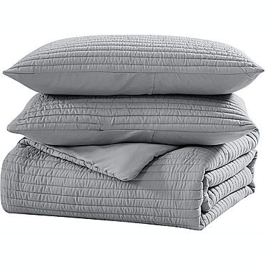 The Nest Company Palm Collection Embossed 3 Piece Hotel Quality Luxuriously Soft & Lightweight Quilted Bedding Set with 2 Pillow Shams - Queen - Charcoal. View a larger version of this product image.