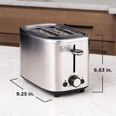 Black + Decker 2-Slice Toaster with Wide Slits, Stainless Steel. View a larger version of this product image.