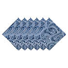 Alternate image 0 for Contemporary Home Living Set of 6 Blue and White Paisley Print Outdoor Modern Style Napkin Set