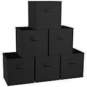 Storage Basket Bin Foldable Fabric Cube Boxes Black 13" x 15" x 13" Set Of 4 