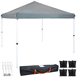 12'x12' Pop Up Canopy Tent Outdoor Wedding Party Shelter with Bag/Sandbags Gray
