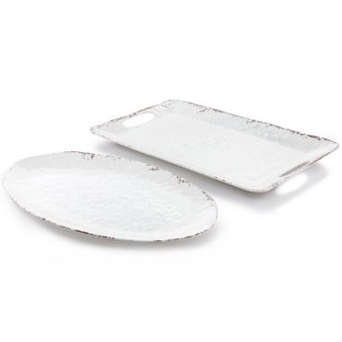 Laurie Gates Mauna 2 Piece Melamine Serving Tray Set in White. View a larger version of this product image.