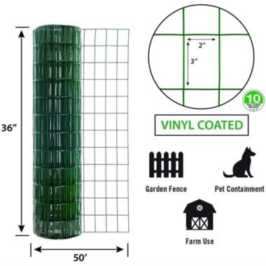 Garden Zone Origin Point Garden Zone 16-Gauge Green Vinyl Coated Garden Fence, 36" x 50'. View a larger version of this product image.