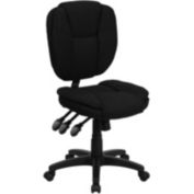 Emma + Oliver Mid-Back Black Fabric Pillow Top Ergonomic Task Office Chair