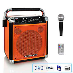 Trexonic Wireless Portable Party Speaker with USB Recording, FM Radio & Microphone, Orange