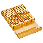 mDesign Bamboo In-Drawer 16-Slot Knife Organizer Kitchen Storage Block - Natural
