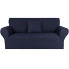 Alternate image 0 for PiccoCasa Stretch Sofa Slipcover, 1-Piece Spandex Soft Couch Sofa Cover for 3 Cushion Couch with 1 Throw Pillow Cover, 190 GSM Washable Furniture Covers for Dogs, L, Navy